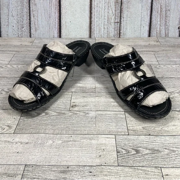 Josef Seibel Sandals Womens 10.5 41 Black Slip On Slides Open Toe Shoes Heels - Picture 8 of 10